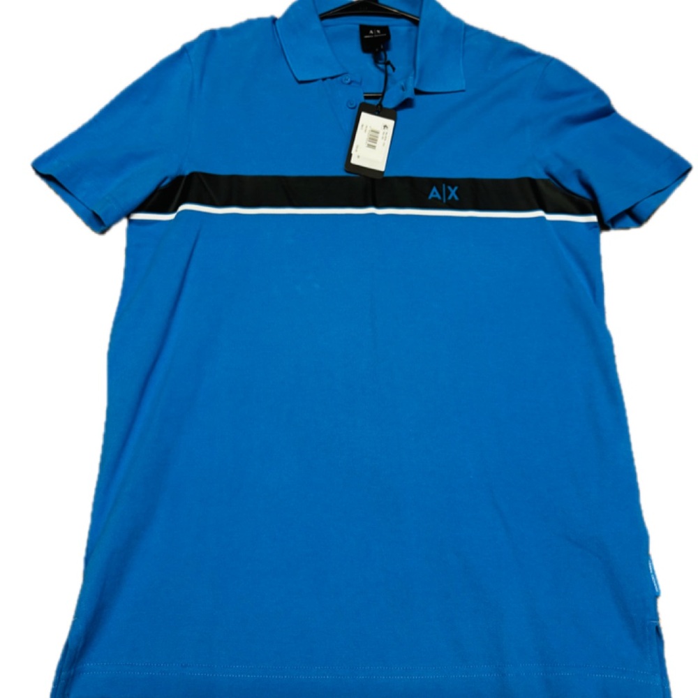 Armani Exchange Blue and Black Polo Shirt